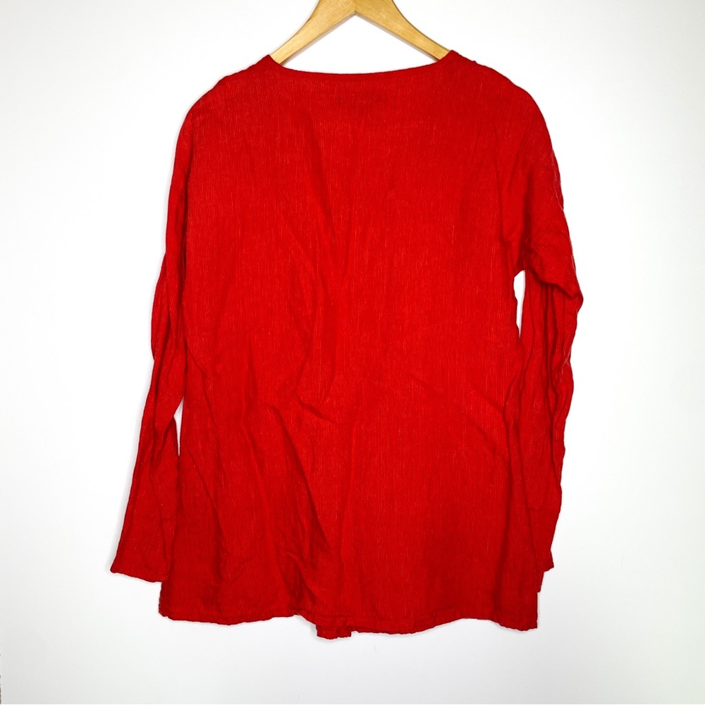 Flax Linen Button Down Tunic Top Red 100% Linen S… - image 2